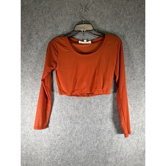 Pretty Angel Top Women S/M Long Sleeve Cropped Orange Mesh Hippie Boho NWt A6 - Picture 1 of 7